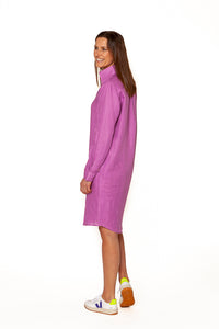 Overhemd Jurk Linnen Fuchsia