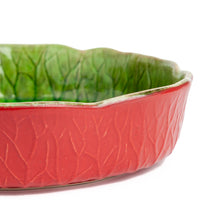 Afbeelding in Gallery-weergave laden, Shopbambloo Evergreen Servies Groen Rood Glazuur Ovenschaal Meloen zijkant