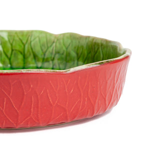 Shopbambloo Evergreen Servies Groen Rood Glazuur Ovenschaal Meloen zijkant