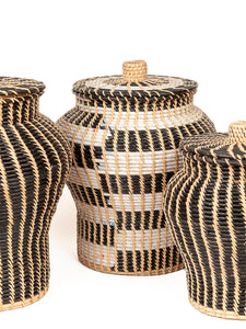 SALE Mand & Deksel van rotan & recycled plastic
