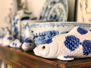 Shopbambloo Blauw Porselein Mix Bamblue koi karpers schaal